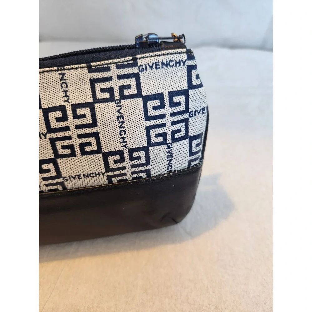 Givenchy vintage leather clutch bag Purse Makeup Cosmetic COA Authentic Blue